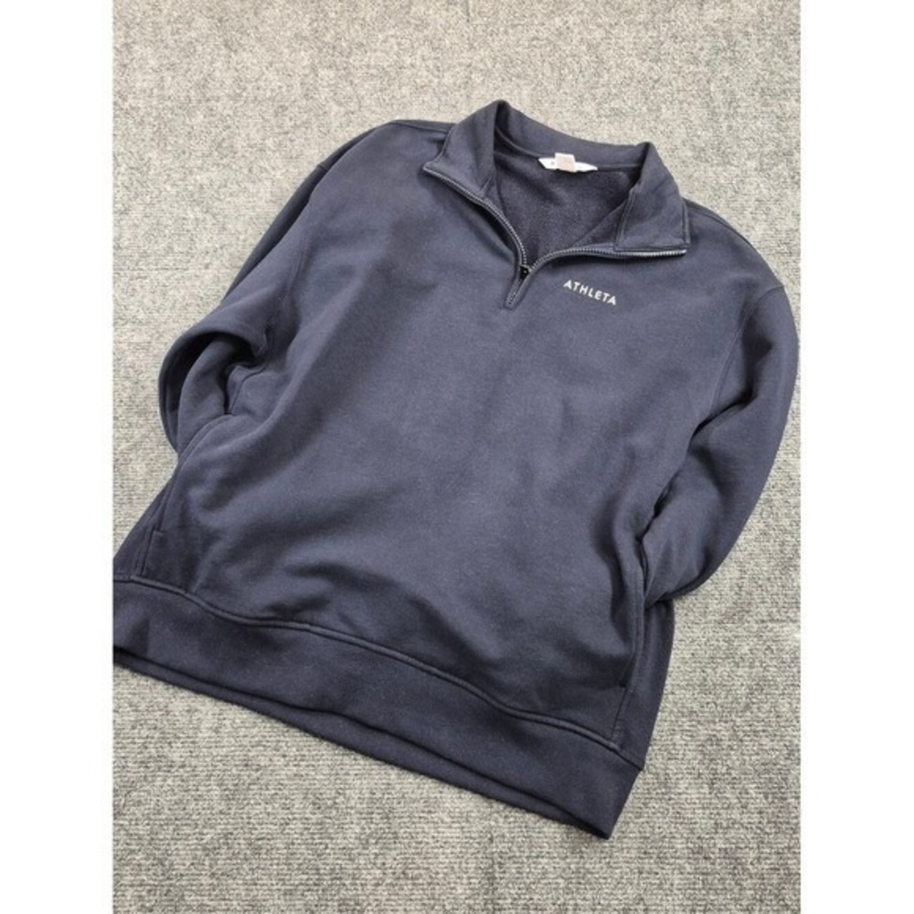 Athleta Navy Blue Find Your Movement Quarter Zip Pullover Sweatshirt Womens M